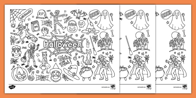 Lets doodle spooky halloween loring pages usa