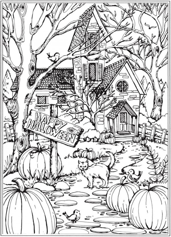 Fall and halloween coloring pages â