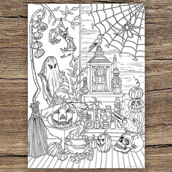 Halloween stuff printable adult coloring page from favoreads coloring book pages for adults and kids coloring sheets colouring designs