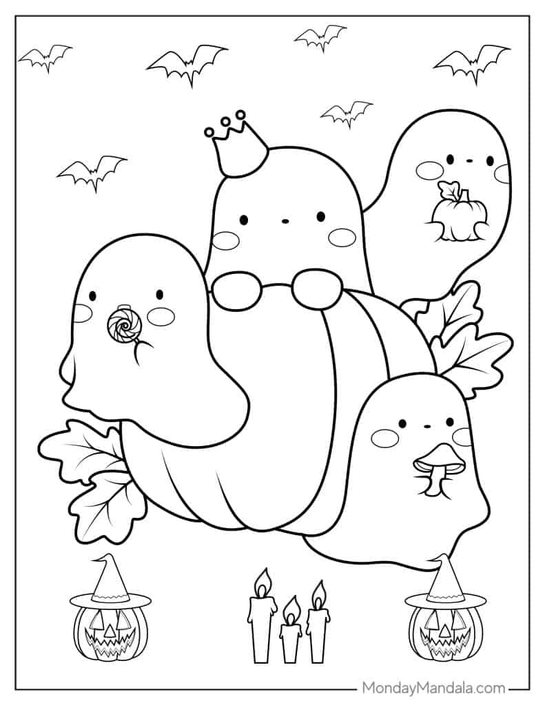 Ghost coloring pages free pdf printables