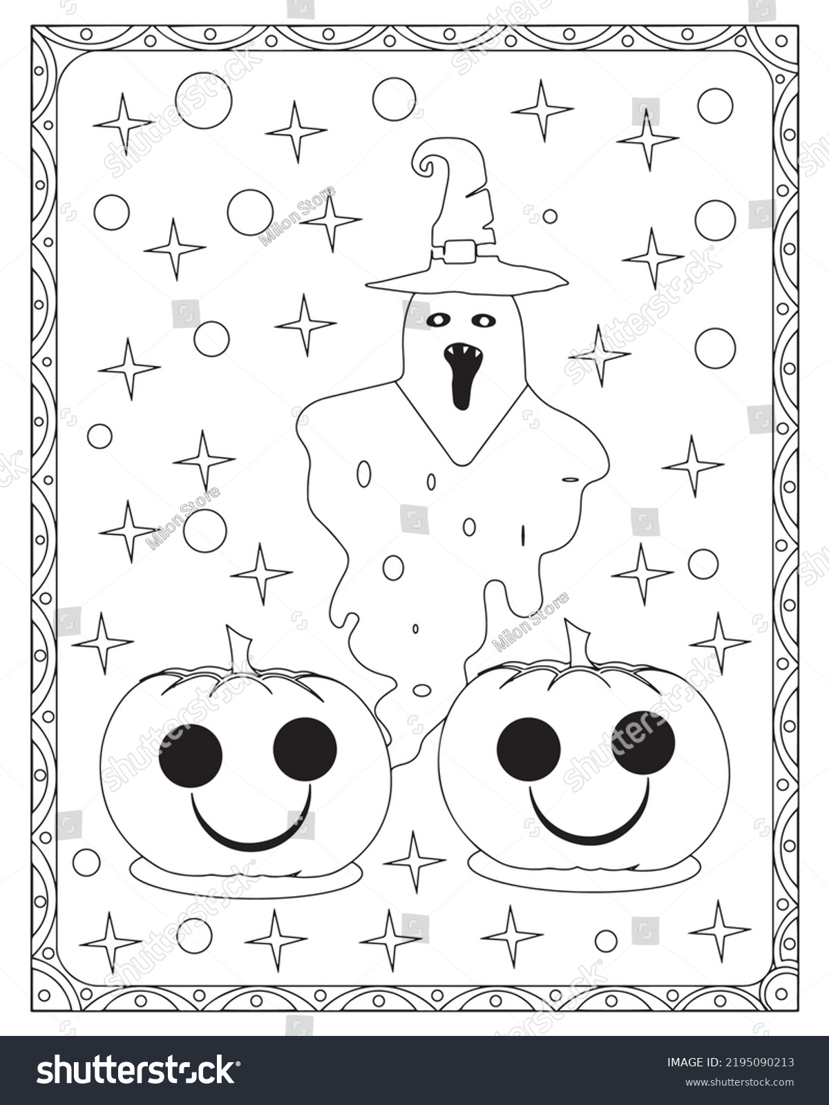 Halloween ghost coloring pages kids black stock vector royalty free