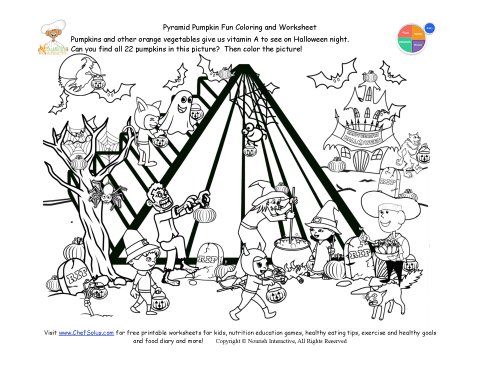 Holidays find the hidden pumpkin food pyramid activity sheet