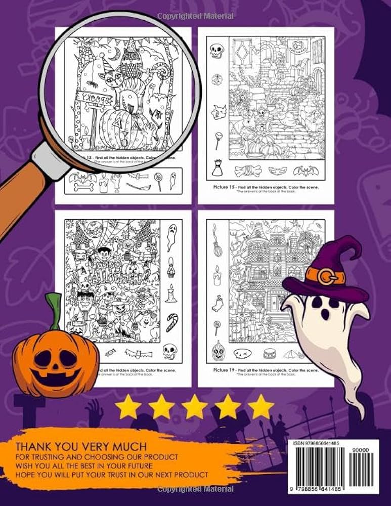 Halloween hidden pictures lets discoveries all the halloween with hidden picture activity book gifts for birthday hidden object funny puzzles book for kids teen adults aj karme dnote fj harry elizabeth