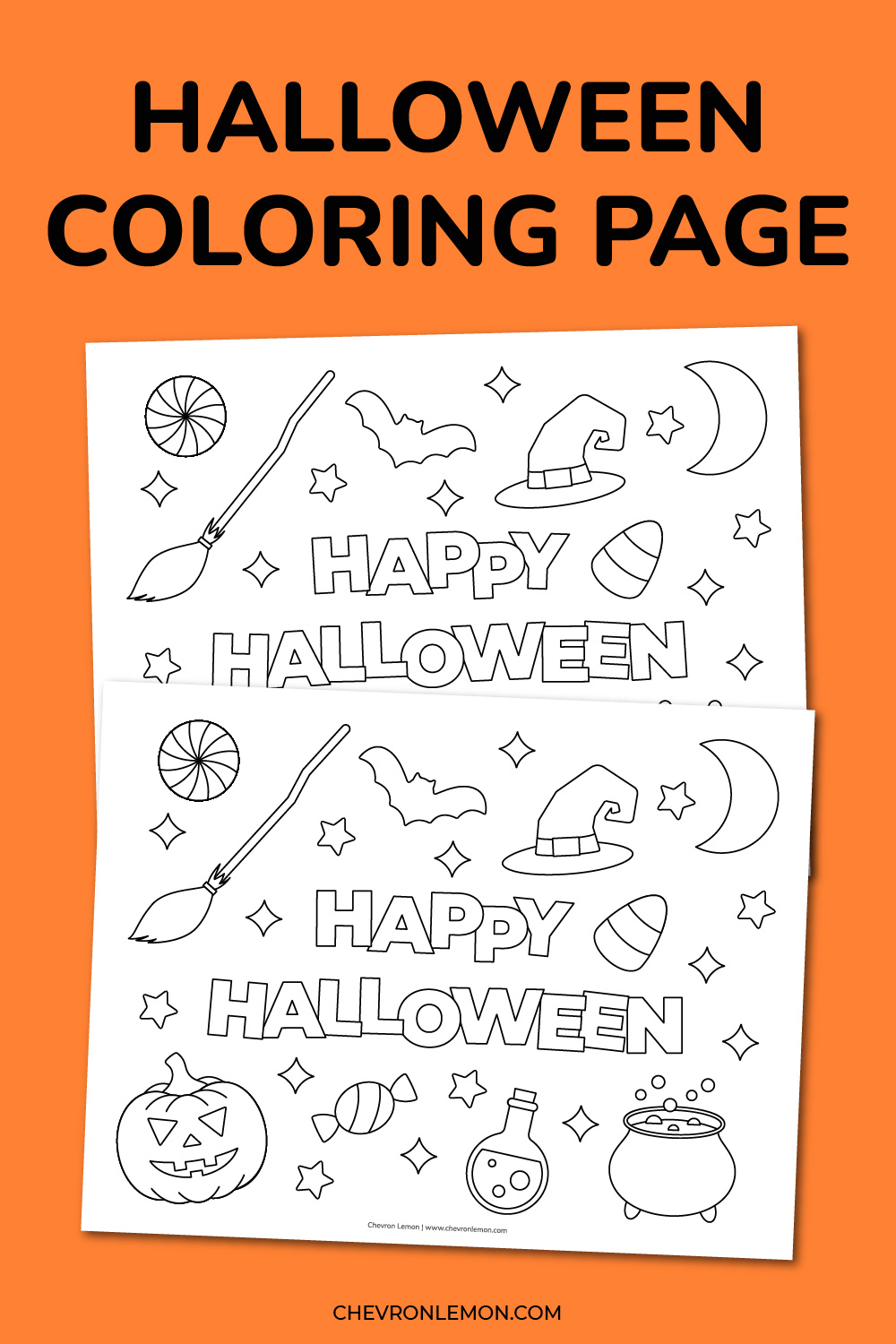 Printable happy halloween coloring page