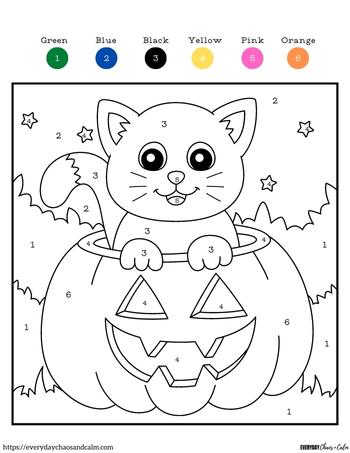 Free halloween color by number printables