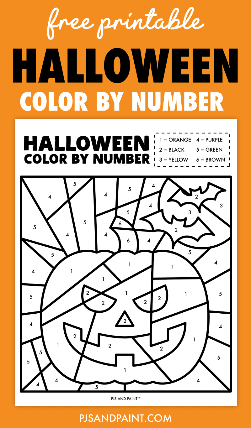 Free printable halloween color by number worksheet