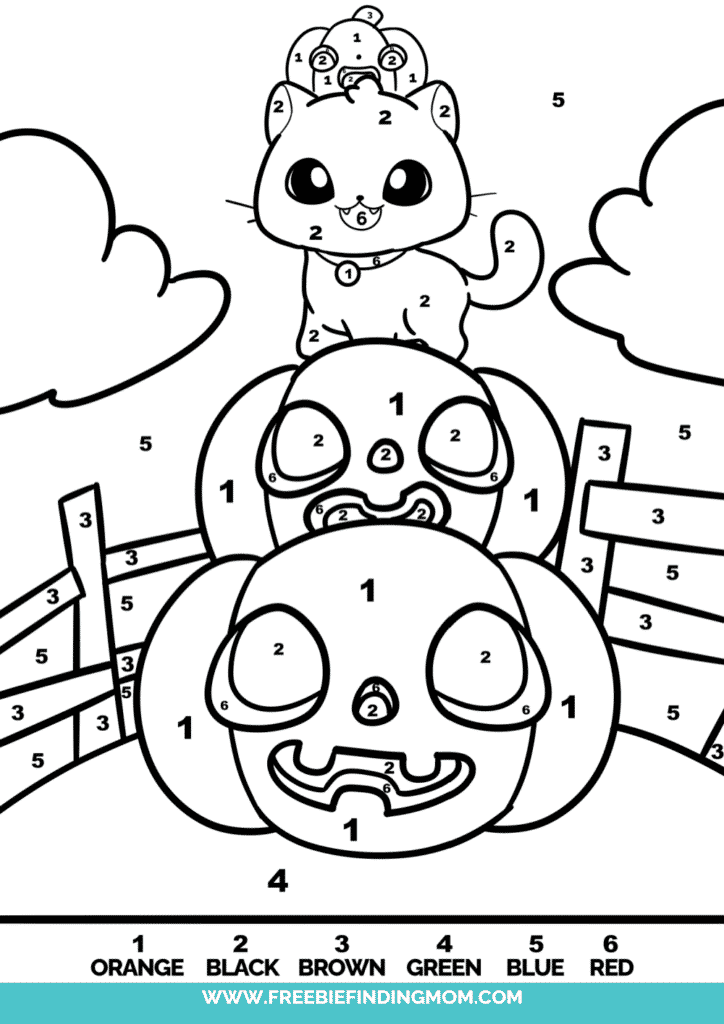 Free halloween color by number printables