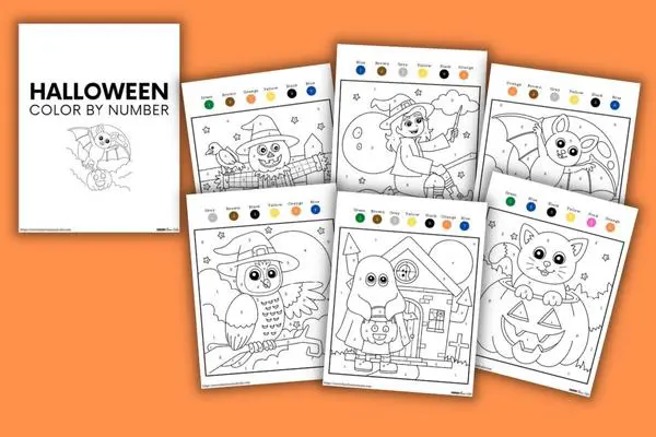 Free halloween color by number printables