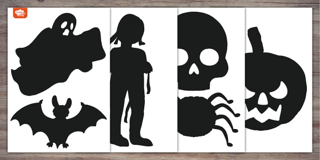 Printable halloween window silhouettes party