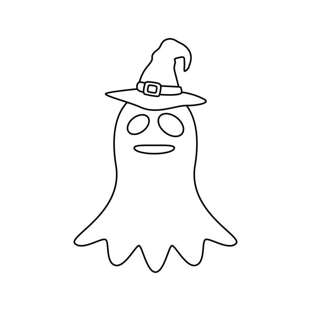 Halloween line art silhouettes stock illustrations royalty