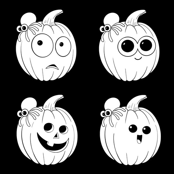 Halloween character bundlecolor pagepumpkin cut filehalloween cricut silhouettevector graphiccute halloween clip artprintable png