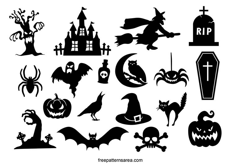 Free spooky halloween vector silhouettes download designs