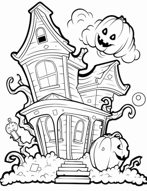 Creative haunted house coloring pages