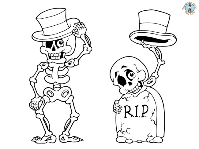 Halloween skeleton coloring page