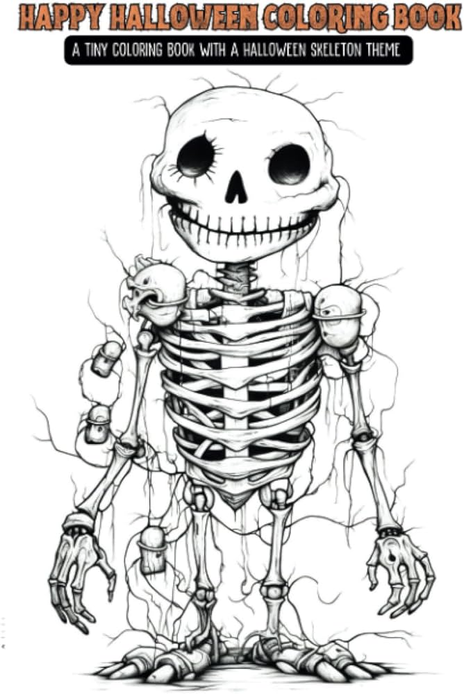 Happy halloween coloring book a tiny coloring book with a halloween skeleton theme artist the artificial books