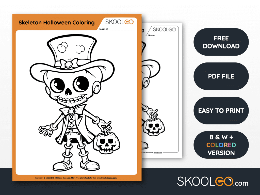 Skeleton halloween coloring