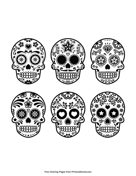 Sugar skulls coloring page â free printable pdf from