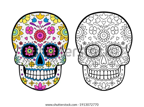 Sugar skull coloring page images stock photos d objects vectors