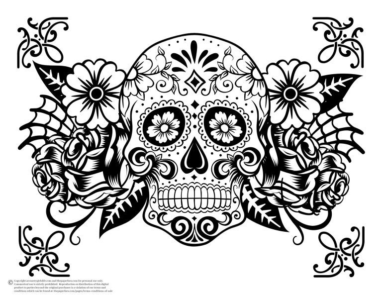 Vibrant sugar skull coloring pages for creative inspiration