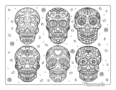 Sugar skull coloring pages for day of the dead