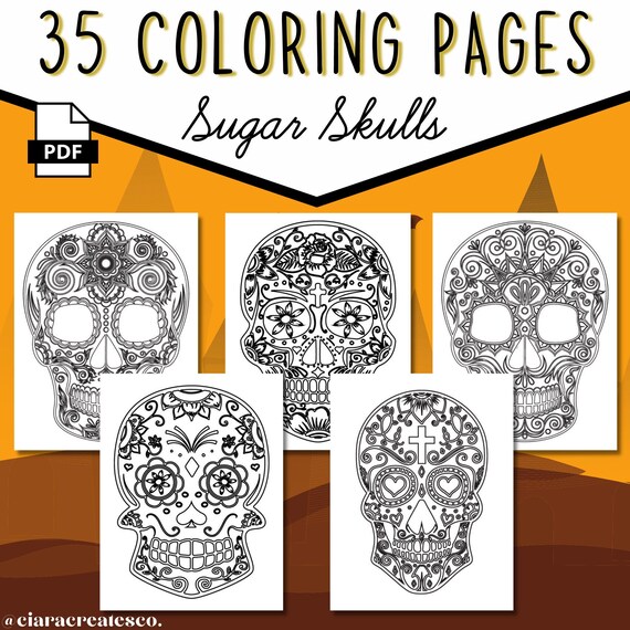 Sugar skull coloring pages for kids printable halloween coloring pages halloween activity adult coloring book sugar skull calavera