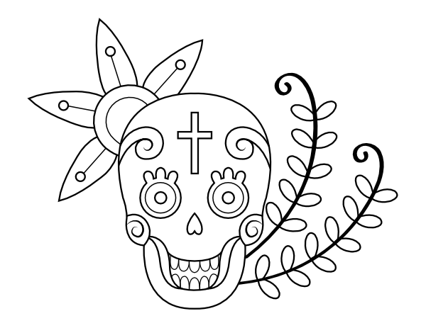 Printable cross sugar skull coloring page