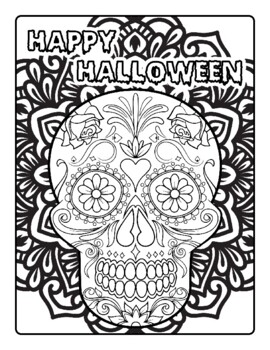 Sugar skulls halloween coloring pages by ron brooks tpt
