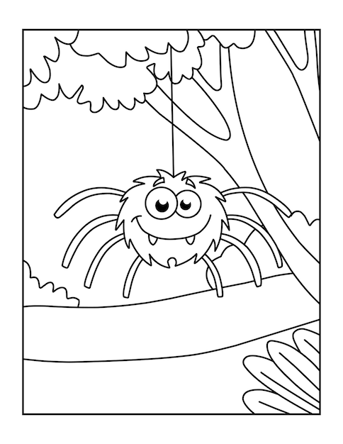 Premium vector cute printable spider coloring pages for kids