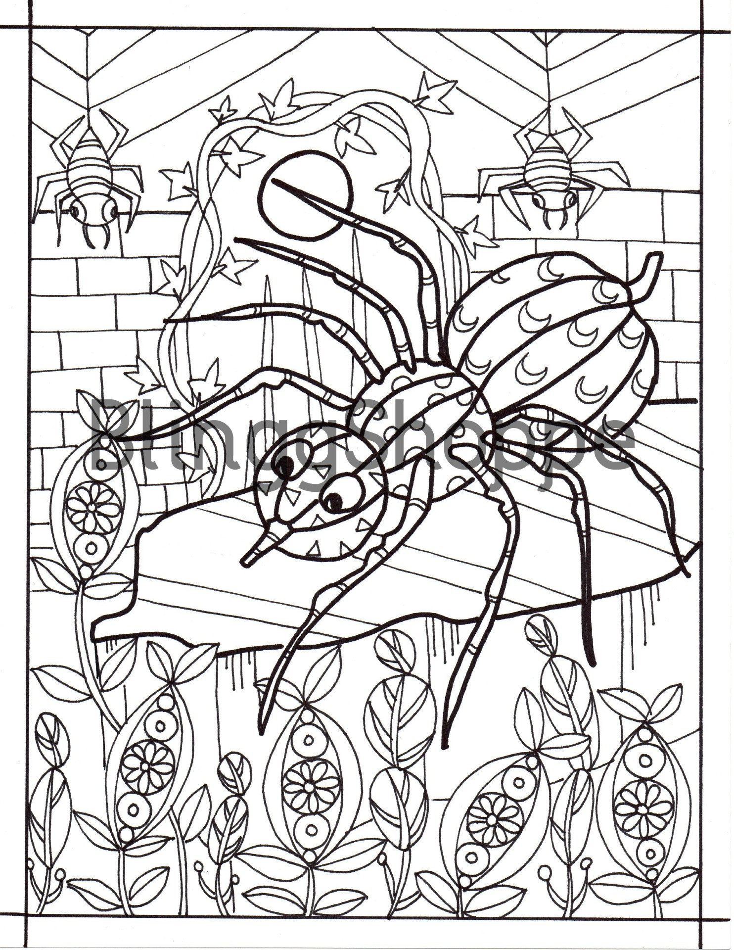 Adult coloring pages halloween adult coloring pages spider printable coloring pages instant download