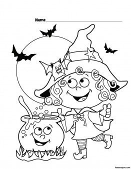 Halloween witch printable coloring pages for kids