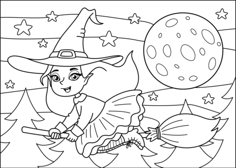 Witch coloring page free printable coloring pages