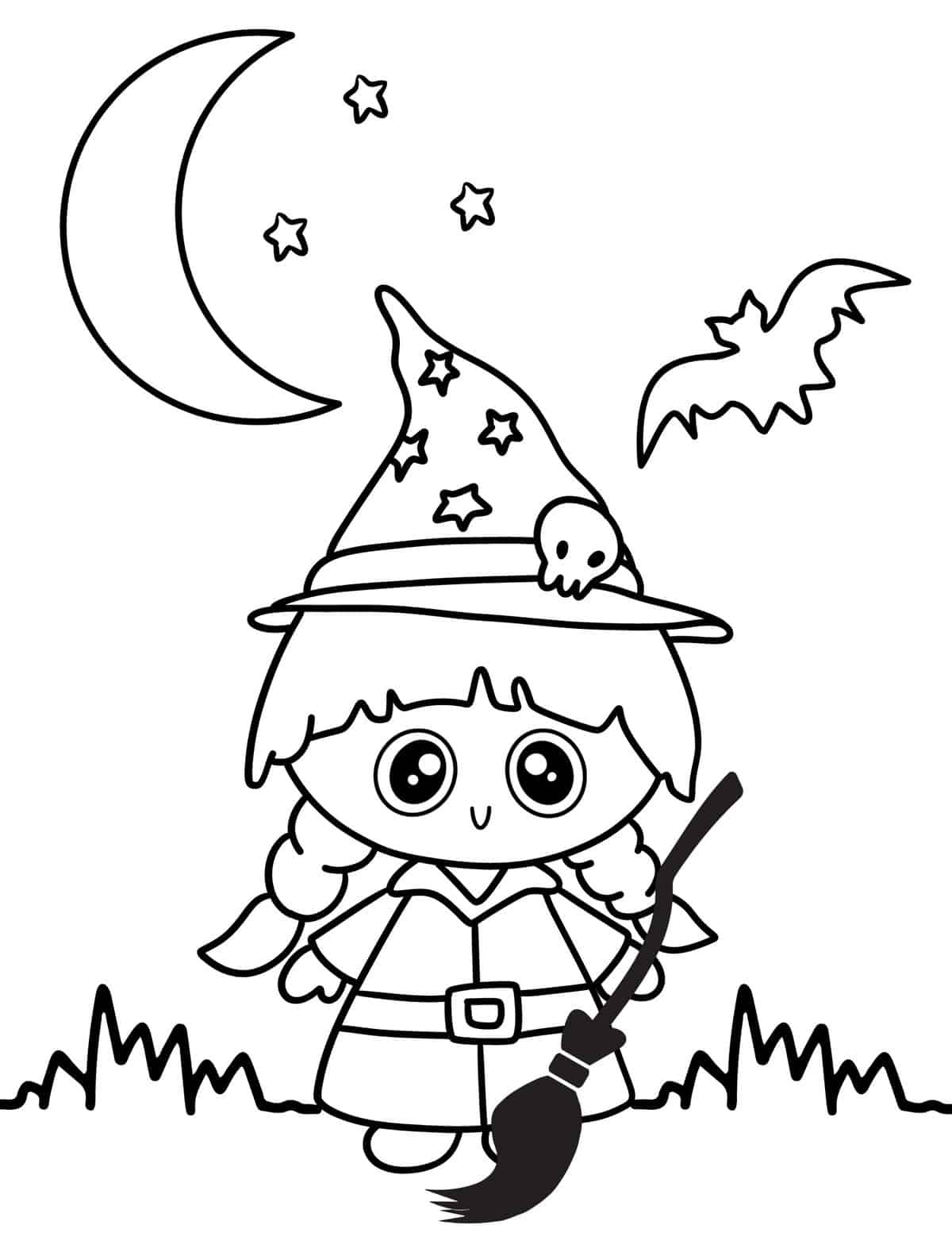 Free halloween witch coloring pages