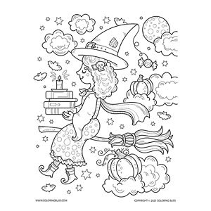 Printable halloween witch to color