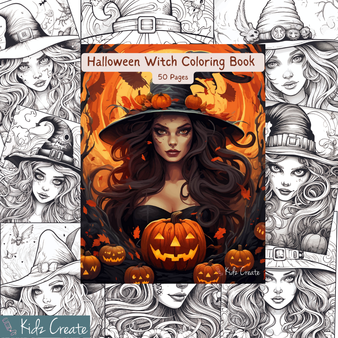 Halloween witch coloring book printable â kidz create