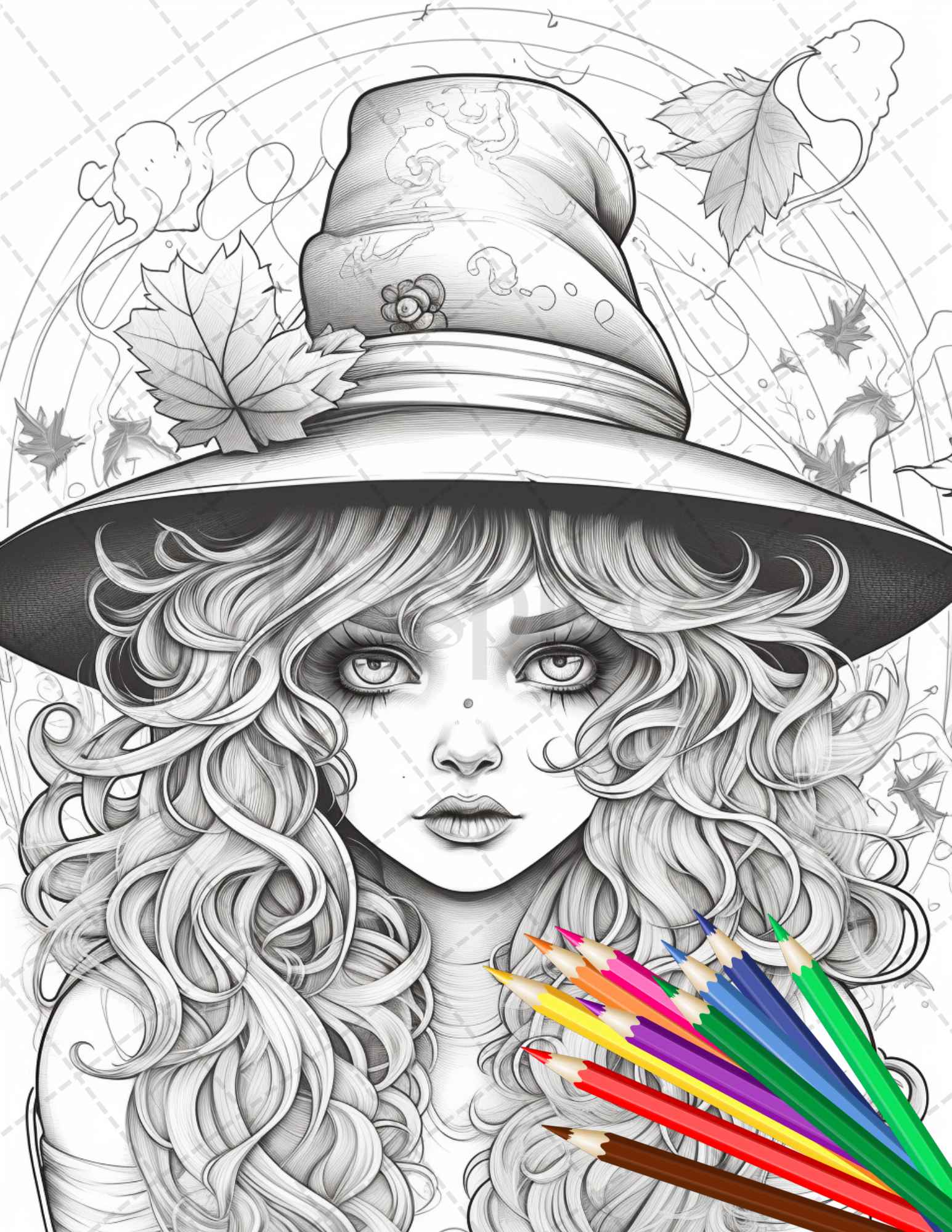 Cute witches coloring pages printable for adults grayscale colorin â coloring