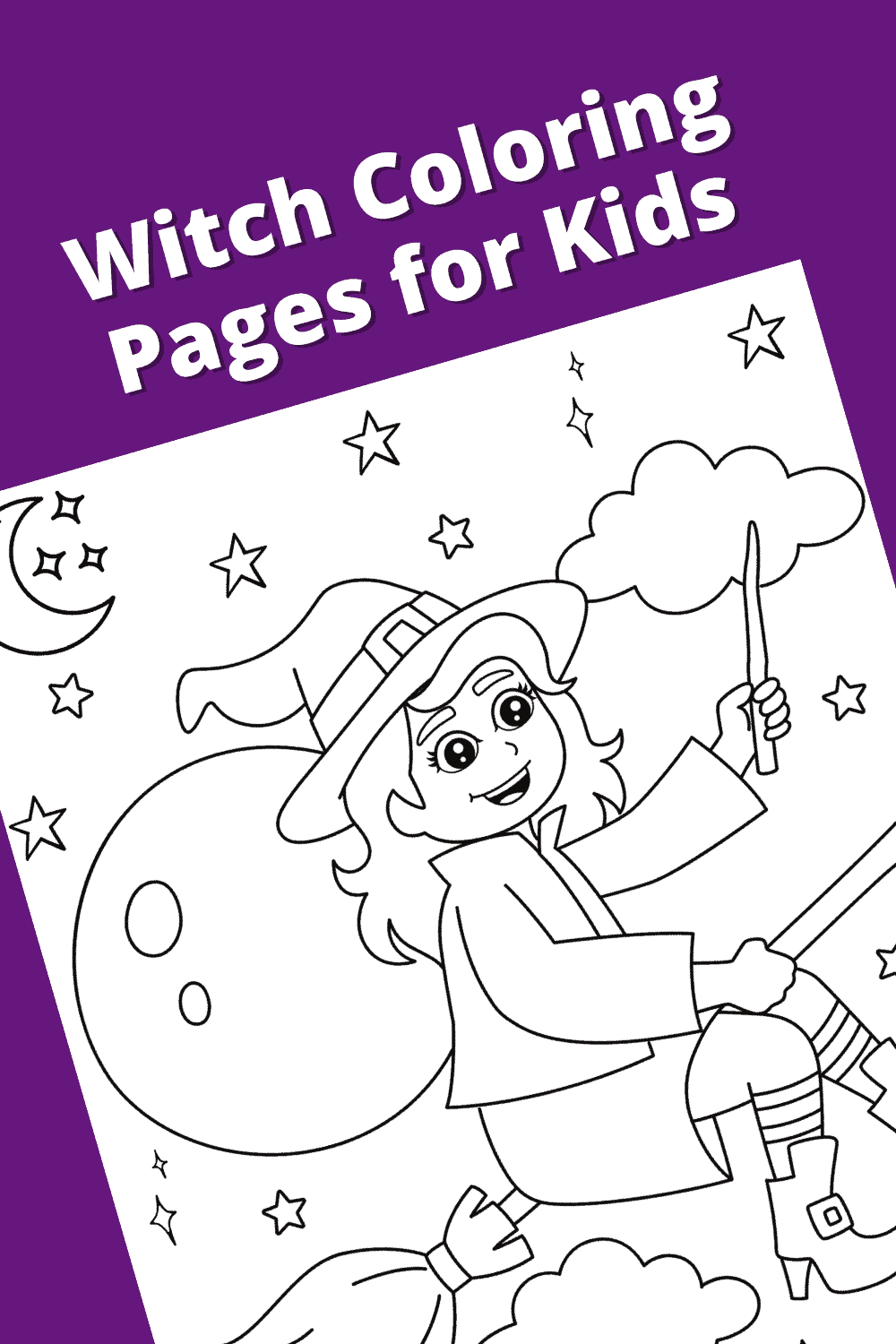 Cute halloween witch coloring pages for kids