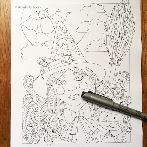 Halloween coloring pages halloween coloring sheet halloween coloring book halloween printable halloween witch halloween card cat