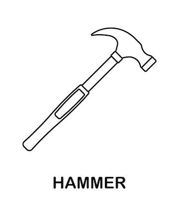 Premium vector coloring page with hammer for kids