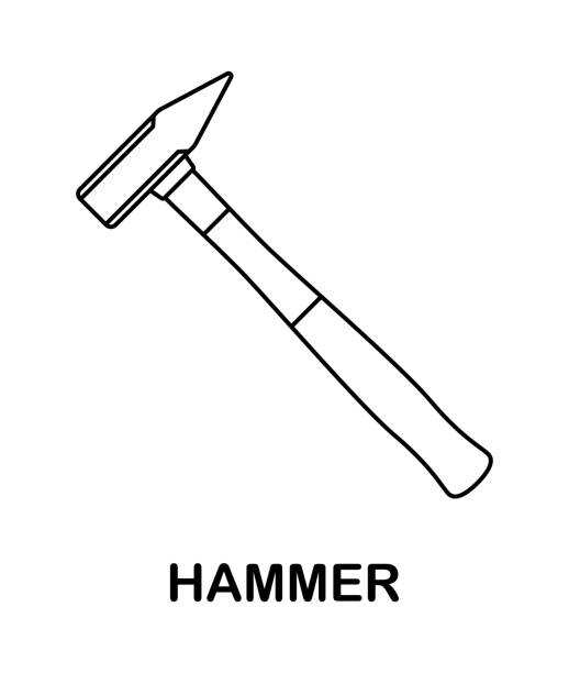 Coloring page with hammer for kids