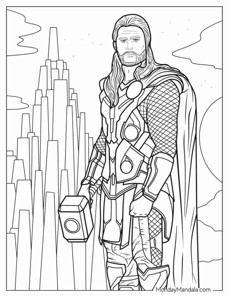 Thor coloring pages free pdf printables