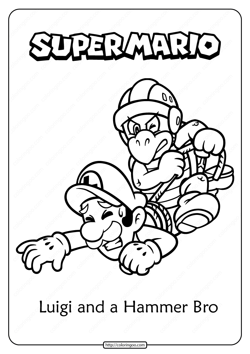 Free printable luigi and hammer bro coloring page