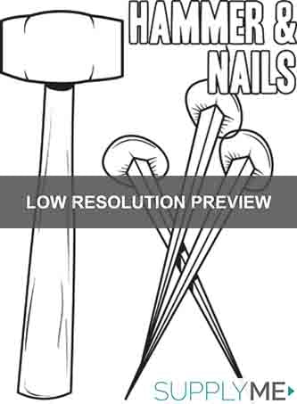 Printable hammer and nails crucifixion coloring page for kids â