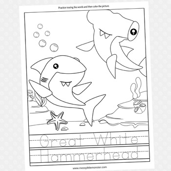 Great white hammerhead shark coloring page by messy little monster