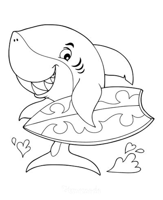 Free easy to print shark coloring pages