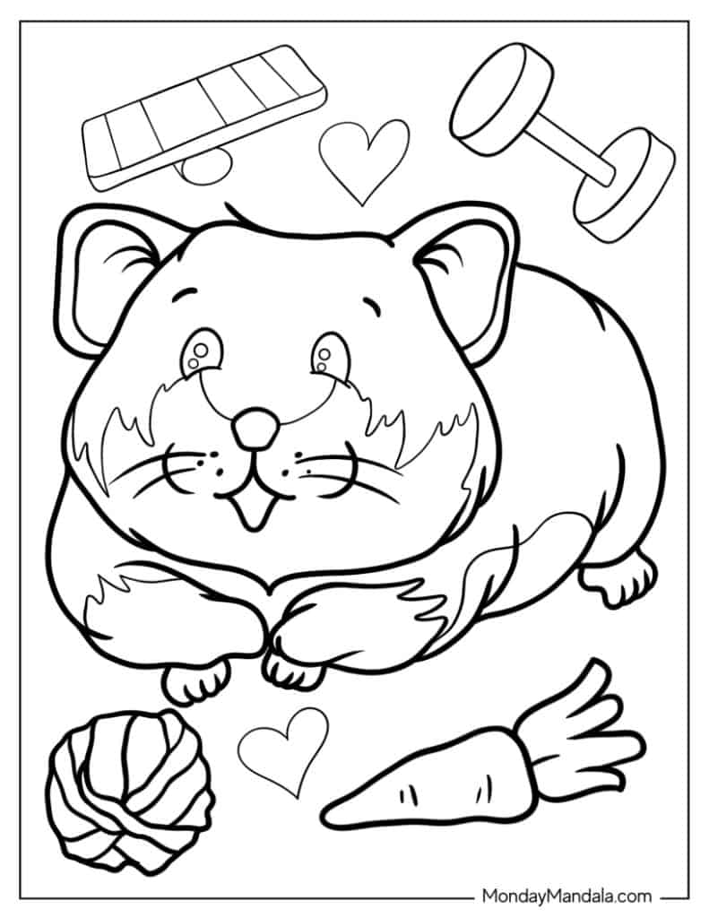 Hamster coloring pages free pdf printables