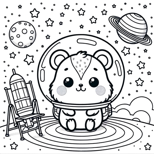 Space hamster coloring page