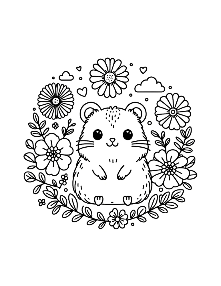 Free cute hamster coloring pages