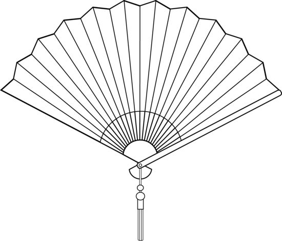 Chinese fan free clip art pattern loring pages