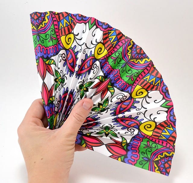 Diy adult coloring pages paper hand fans