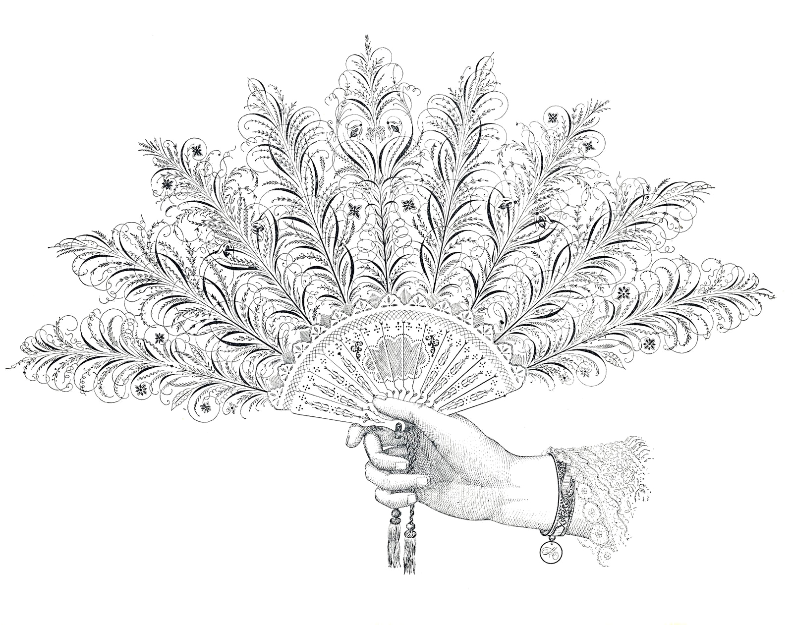 Victorian hand fan images